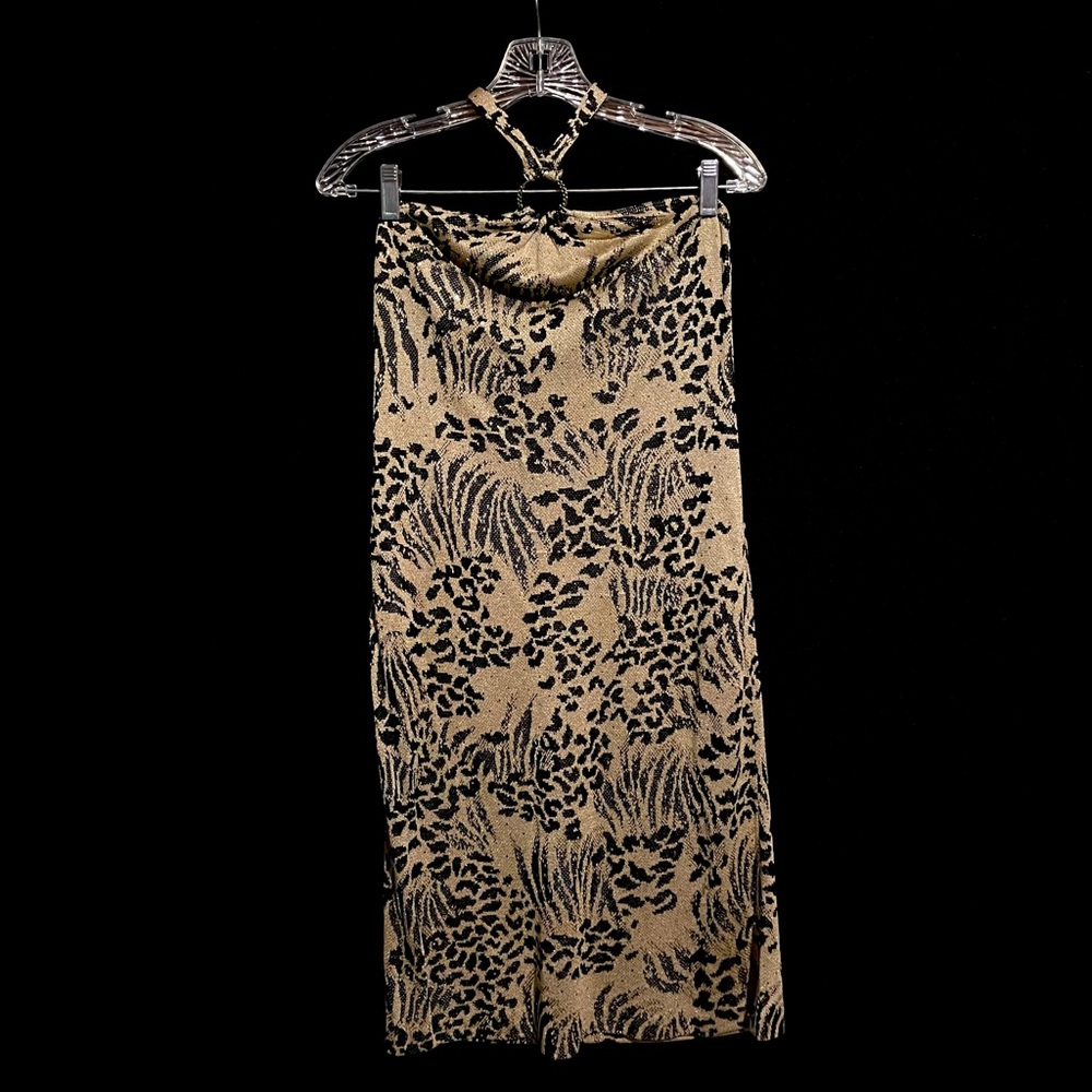 St. John Evening by Marie Gray Leopard Print Gold Dress